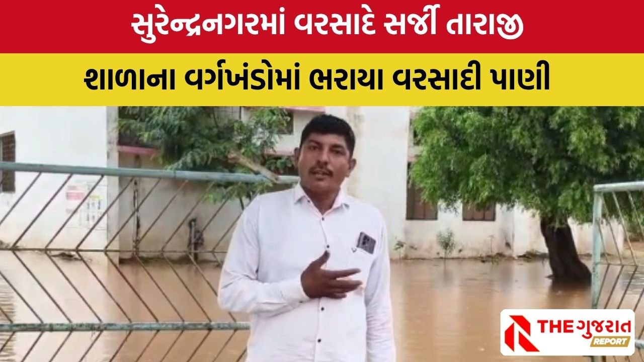 Surendranagar: ભારે વરસાદથી પ્રાથમિક શાળા પાણીમાં ગરકાવ, શાળામાં રજા આપી દેવાઈ