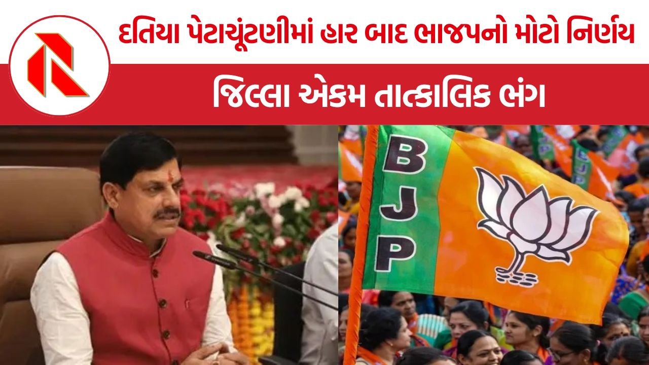 Datia Bypoll BJP: 6,016 મતોથી હાર બાદ ભાજપનો મોટો નિર્ણય, દતિયા જિલ્લા એકમ ભંગ